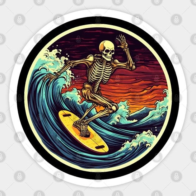 Skeleton Surfing Sticker by VelvetRoom